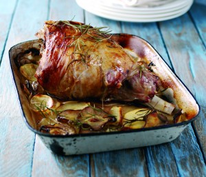 Whole Leg Of Welsh Lamb With Rosemary And Pears In Pear Cider