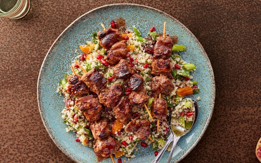Spiced sumac Welsh Lamb kebabs with cauliflower couscous