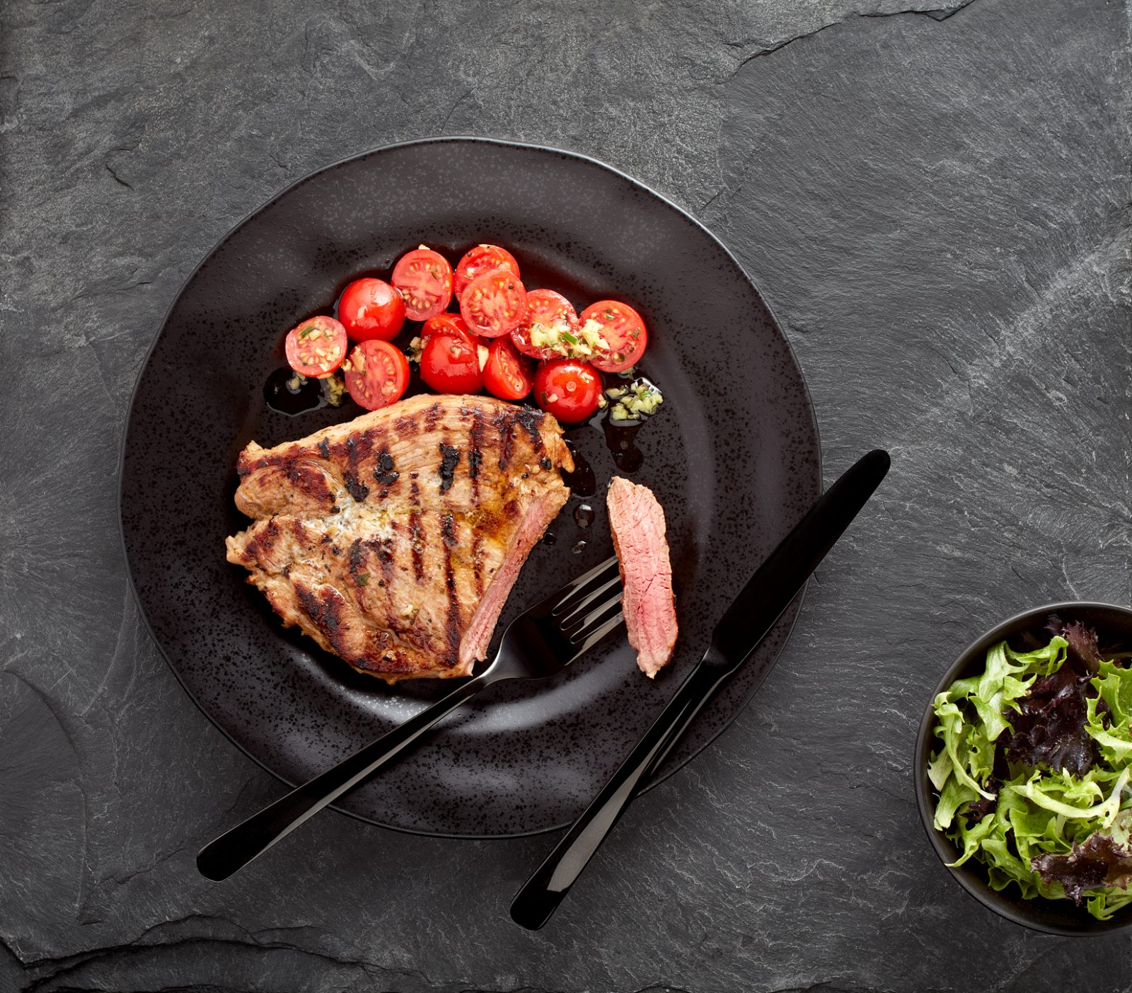 Thai style Welsh Lamb leg steak with ginger and tomato salad
