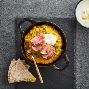 Spiced Welsh Lamb loin with dahl