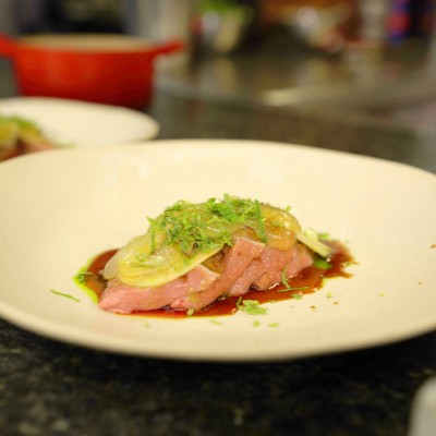 BBQ Welsh Lamb neck with miso onion and grilled asparagus by Nathan ...