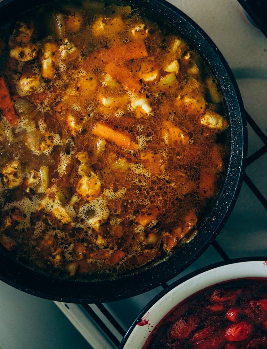 cooked food on black cooking pan