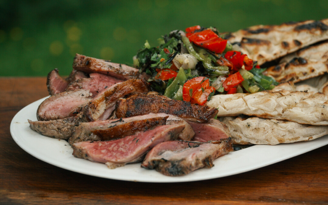 Chris ‘Flamebaster’ Roberts’ Welsh Lamb leg steaks with charred salsa and flatbreads